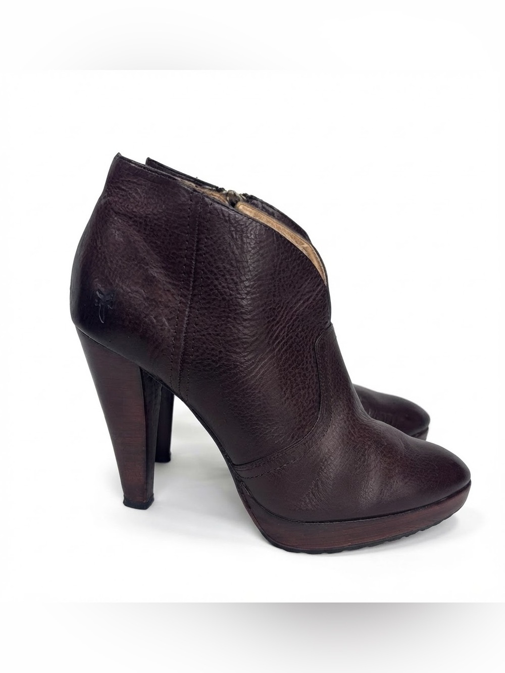 WESTERN 🤎 Frye Harlow Campus Bootie Dark Brown Leather Heeled Ankle Boots 8.5